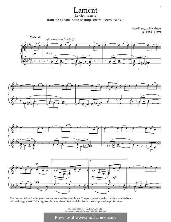Lament: Для фортепиано by Жан-Франсуа Дандриё