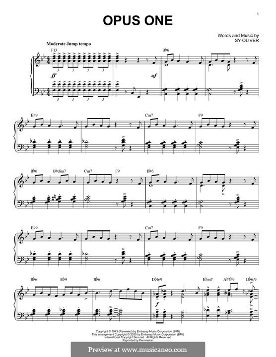 Opus One: Для фортепиано (jazz version) by Sy Oliver