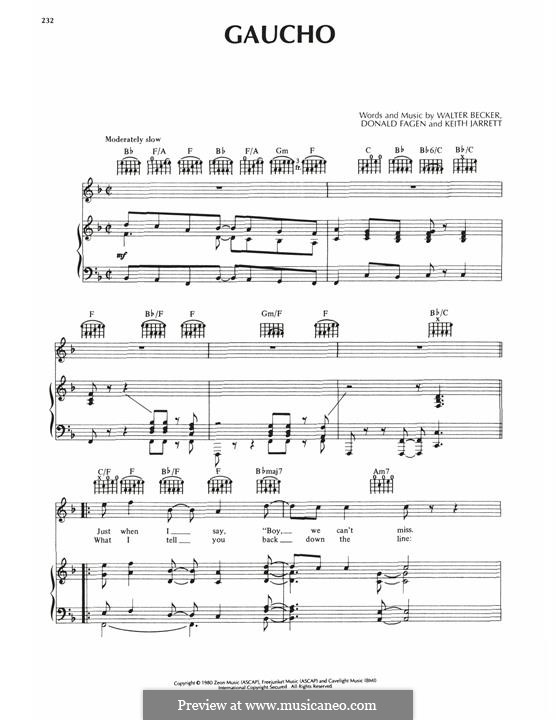 Gaucho (Steely Dan): Для голоса и фортепиано (или гитары) by Donald Fagen, Keith Jarrett, Walter Becker