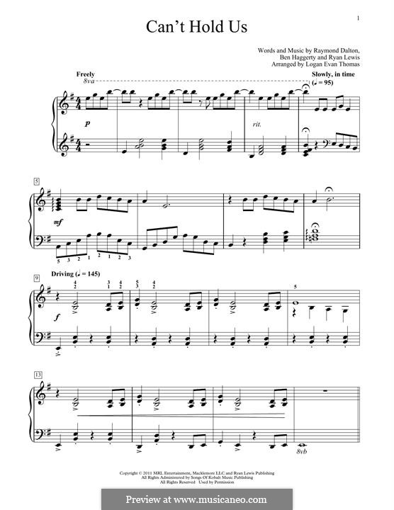 Can't Hold Us (Macklemore & Ryan Lewis): Для фортепиано by Ben Haggerty, Ryan Lewis
