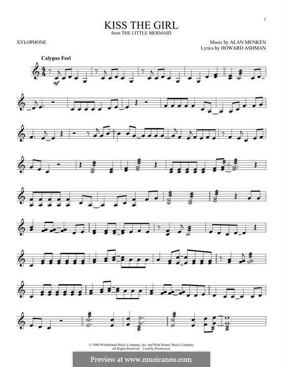 Kiss the Girl (from The Little Mermaid): For xylophone by Alan Menken