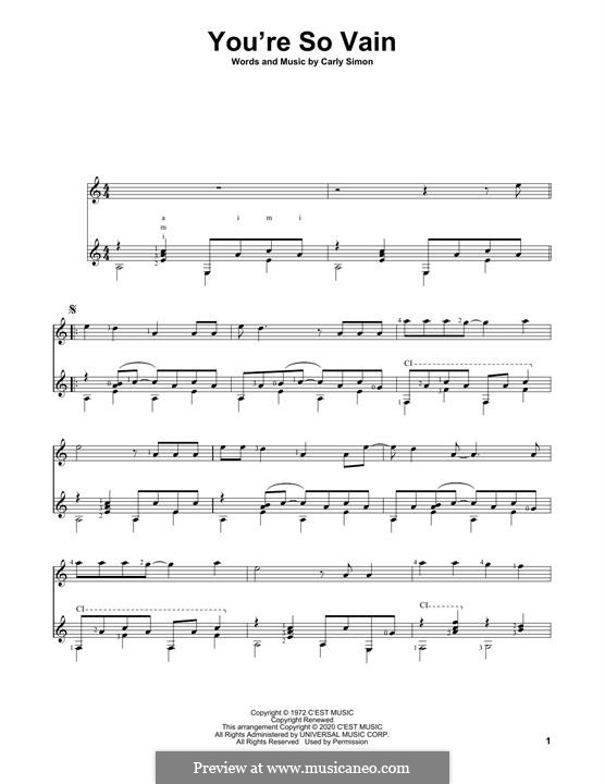 You're So Vain: Для гитары by Carly Simon