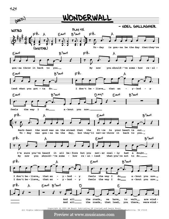 Wonderwall (Oasis): Мелодия by Noel Gallagher