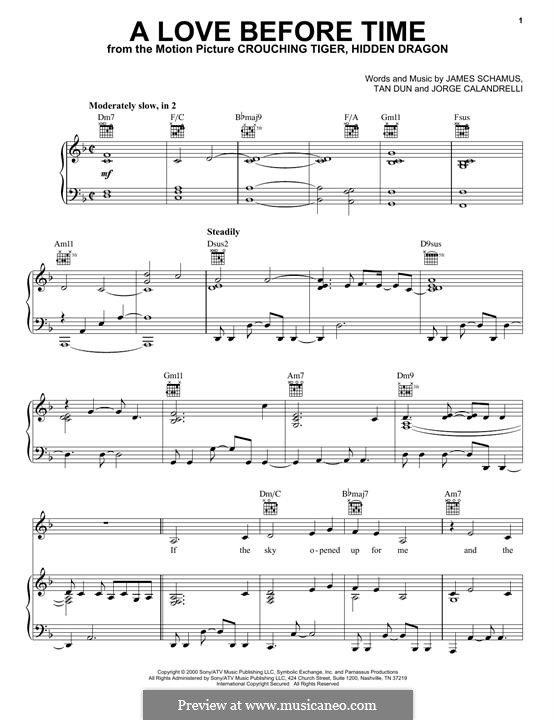 A Love Before Time (from Crouching Tiger, Hidden Dragon): Для голоса и фортепиано (или гитары) by James Schamus, Jorge Calandrelli, Tan Dun