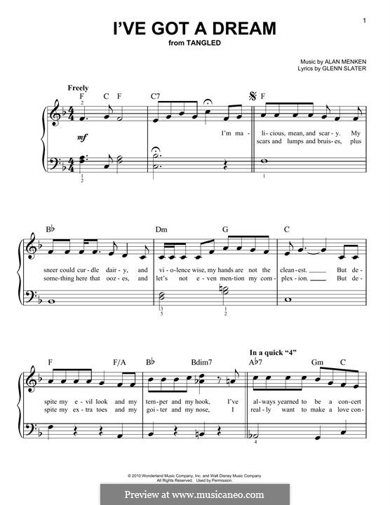 I've Got A Dream (from Tangled): Для фортепиано by Alan Menken