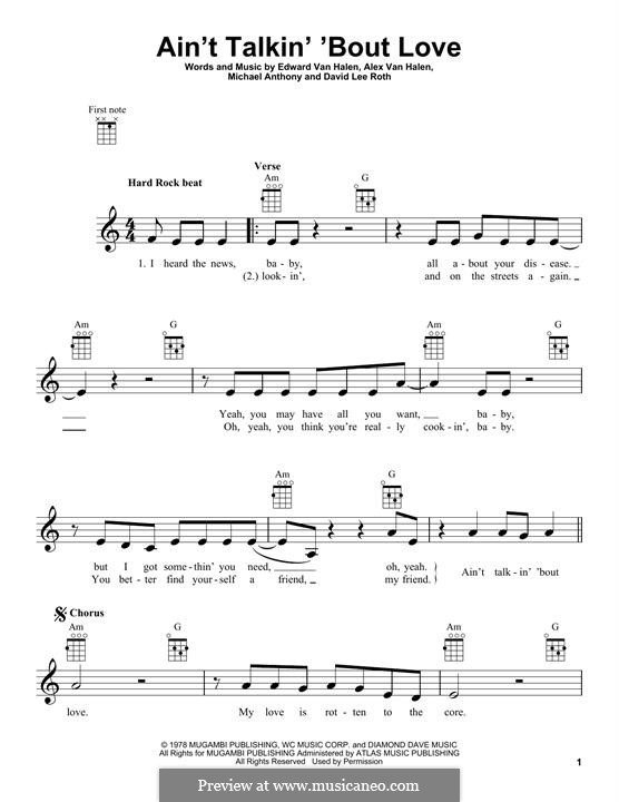 Ain't Talkin' 'Bout Love (Van Halen): Для укулеле by Alex Van Halen, David Lee Roth, Edward Van Halen, Michael Anthony