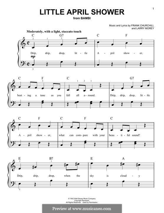 Little April Shower (from Bambi): Для фортепиано by Frank Churchill