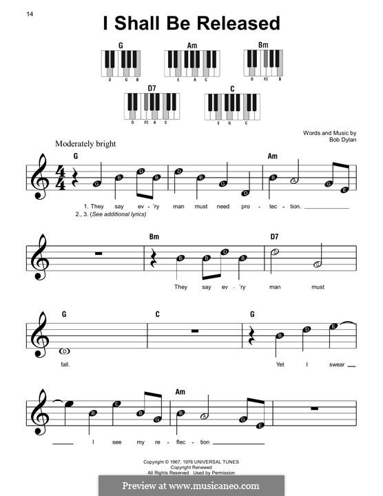 I Shall Be Released: Для фортепиано (легкий уровень) by Bob Dylan
