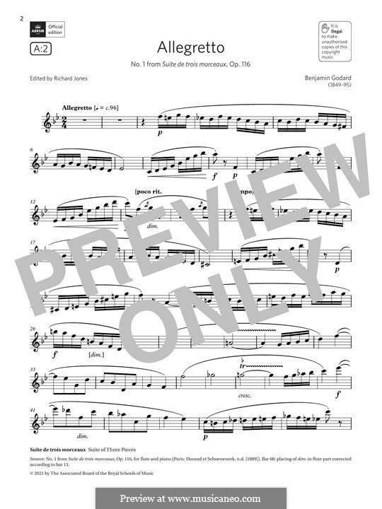 Пьесы для флейты и фортепиано, Op.116: Allegretto, for flute by Бенжамин Годар