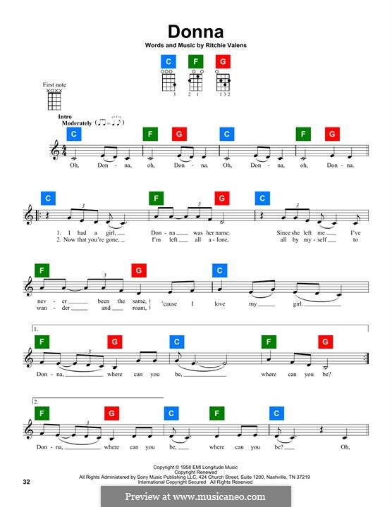 Donna: Для укулеле by Ritchie Valens