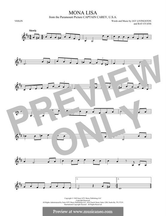 Mona Lisa (Nat King Cole): Для скрипки by Jay Livingston, Raymond Evans