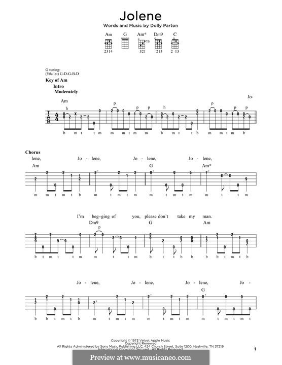 Jolene: For banjo by Dolly Parton