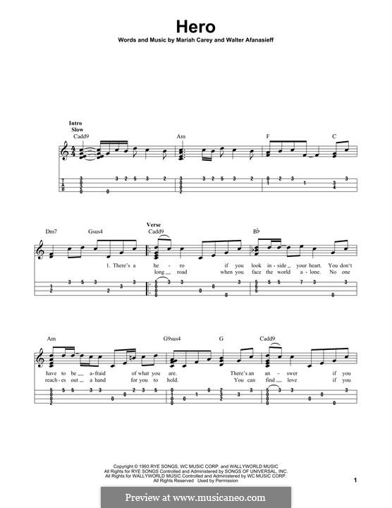 Hero: Для укулеле by Mariah Carey, Walter Afanasieff