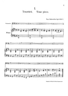 Пьесы для двух виолончелей, Op.19: Тетрадь I. Версия для виолончели и фортепиано by Hugo Schlemüller