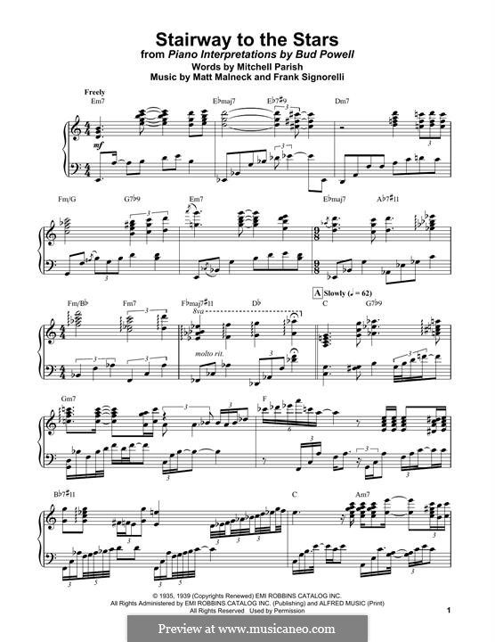 Stairway to the Stars (Ella Fitzgerald): Для фортепиано by Frank Signorelli, Matt Malneck