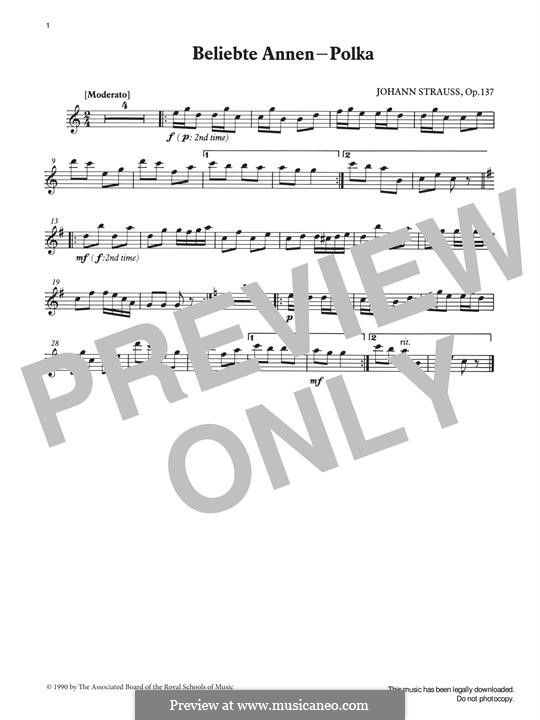 Annen Polka, Op.137: For percussion by Иоганн Штраус (отец)