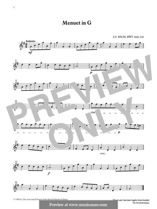 No.7 Менуэт соль мажор, BWV Anh.116: For percussion by Иоганн Себастьян Бах