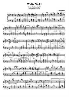Вальс No.11: Аранжировка для фортепиано (облегченная версия) by Иоганнес Брамс