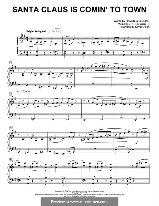 Piano version: Для одного исполнителя by J. Fred Coots