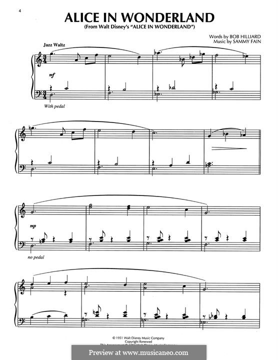 Alice in Wonderland (Bill Evans): Для фортепиано by Bob Hilliard, Sammy Fain