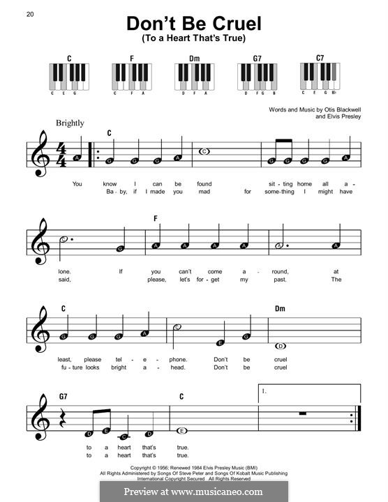 Don't Be Cruel: Для фортепиано (легкий уровень) by Elvis Presley, Otis Blackwell