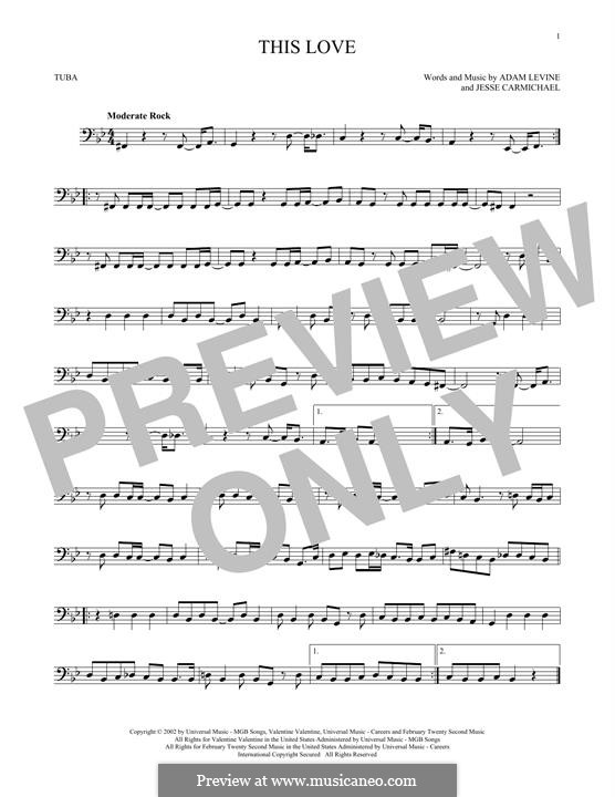 This Love (Maroon 5): For tuba by Adam Levine, Jesse Carmichael