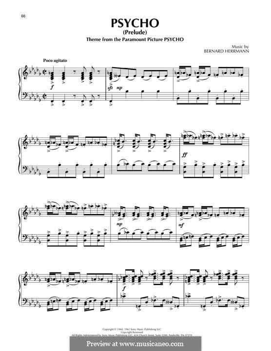 Psycho (Prelude): Для фортепиано by Bernard Herrmann