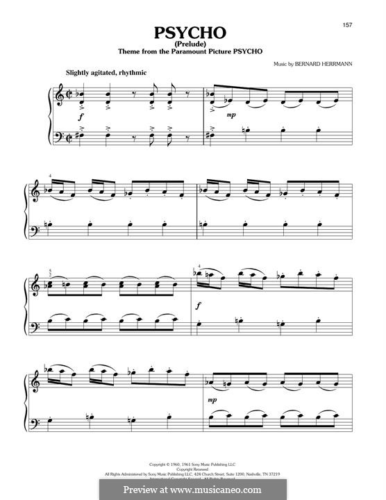 Psycho (Prelude): Для фортепиано by Bernard Herrmann