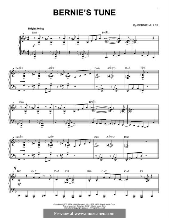 Bernie's Tune: Для фортепиано (jazz version) by Bernie Miller