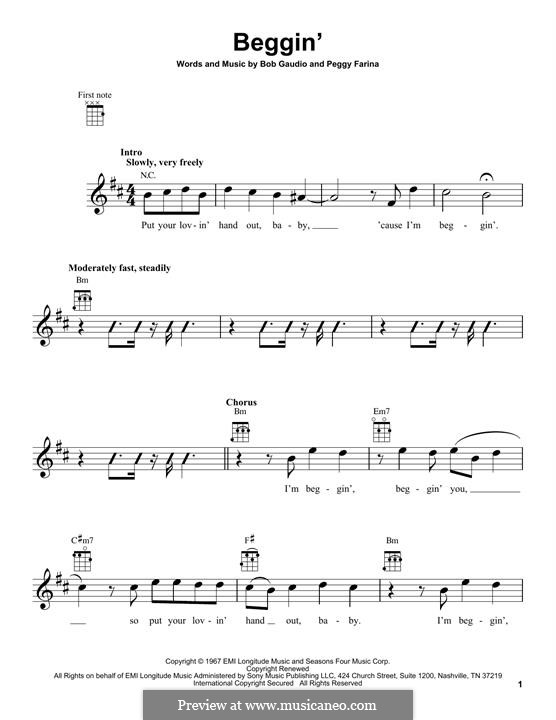 Beggin' (Maneskin): Для укулеле by Bob Gaudio, Peggy Farina