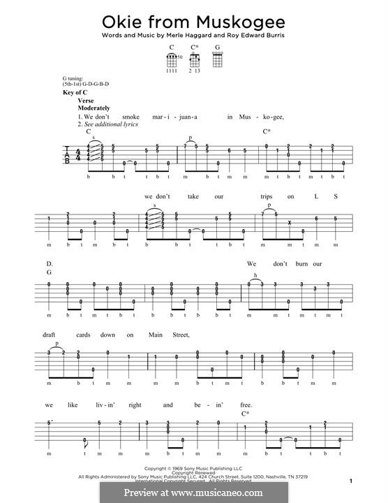 Okie from Muskogee: For banjo by Roy Edward Burris