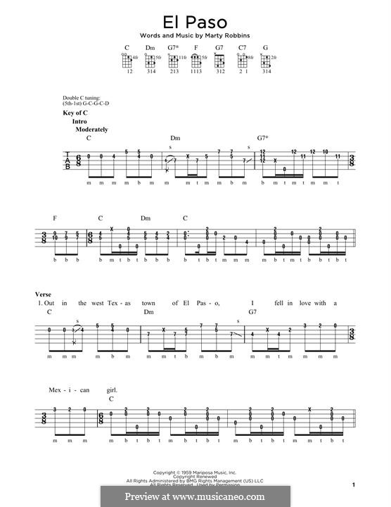 El Paso: For banjo by Marty Robbins