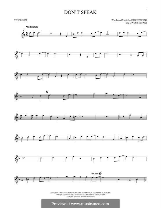 Don't Speak (No Doubt): Для тенорового саксофона by Eric Stefani, Gwen Stefani