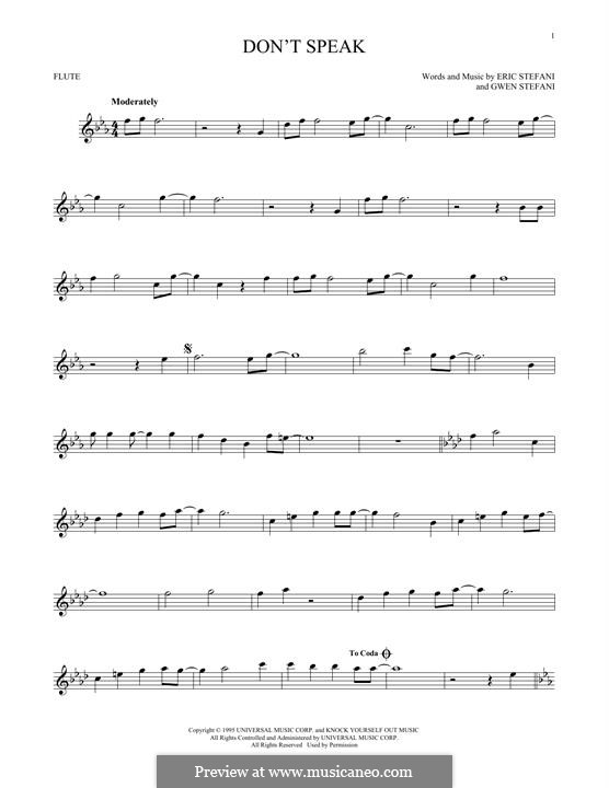 Don't Speak (No Doubt): Для флейты by Eric Stefani, Gwen Stefani