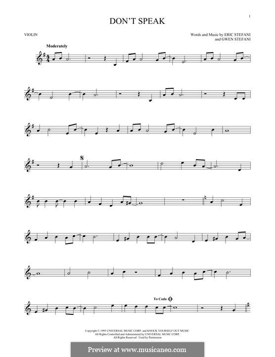 Don't Speak (No Doubt): Для скрипки by Eric Stefani, Gwen Stefani