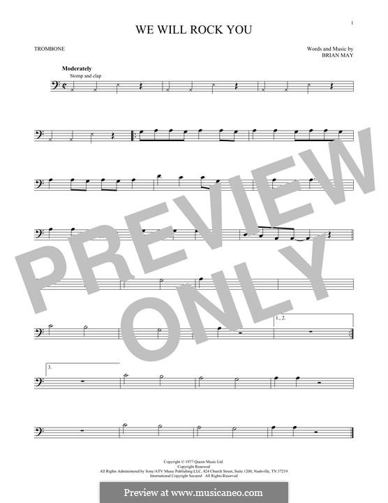We Will Rock You (Queen): For trombone by Brian May