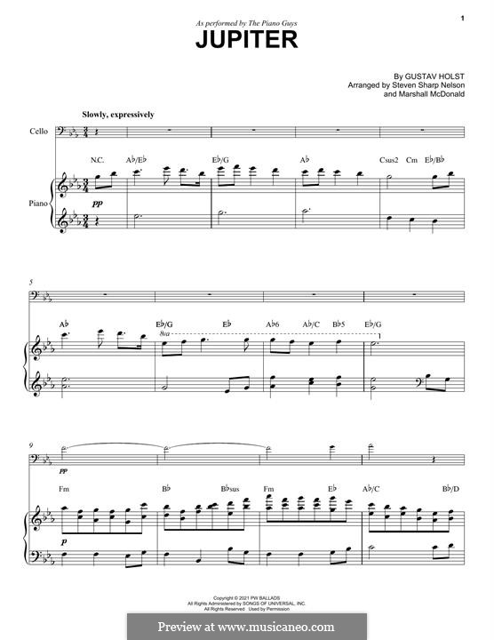 Юпитер: For cello and piano (The Piano Guys) by Густав Холст