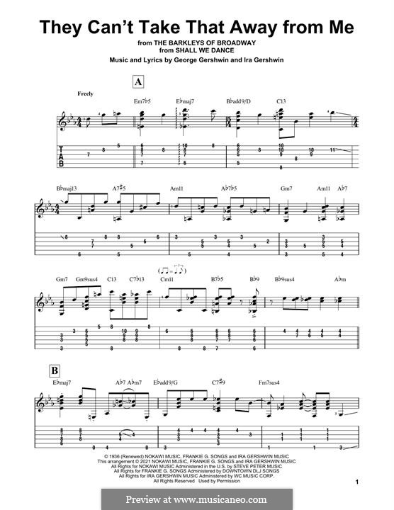 They Can't Take That Away from Me: Гитарная табулатура by Джордж Гершвин