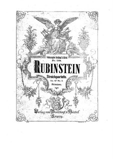 Квартет для струнных No.6 ре минор, Op.47 No.3: Партии by Антон Рубинштейн
