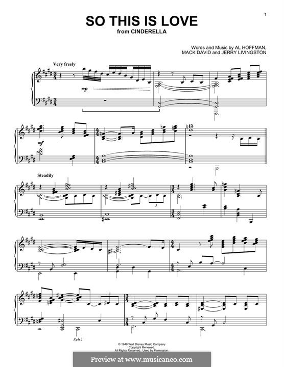 So This Is Love (The Cinderella Waltz): Для фортепиано by Al Hoffman, Jerry Livingston, Mack David