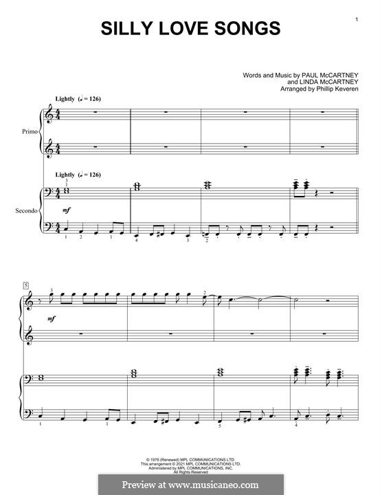 Silly Love Songs (Wings): Для фортепиано by Linda McCartney, Paul McCartney