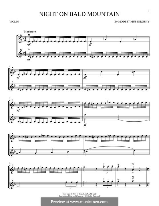 Ночь на лысой горе: Для двух скрипок by Модест Мусоргский