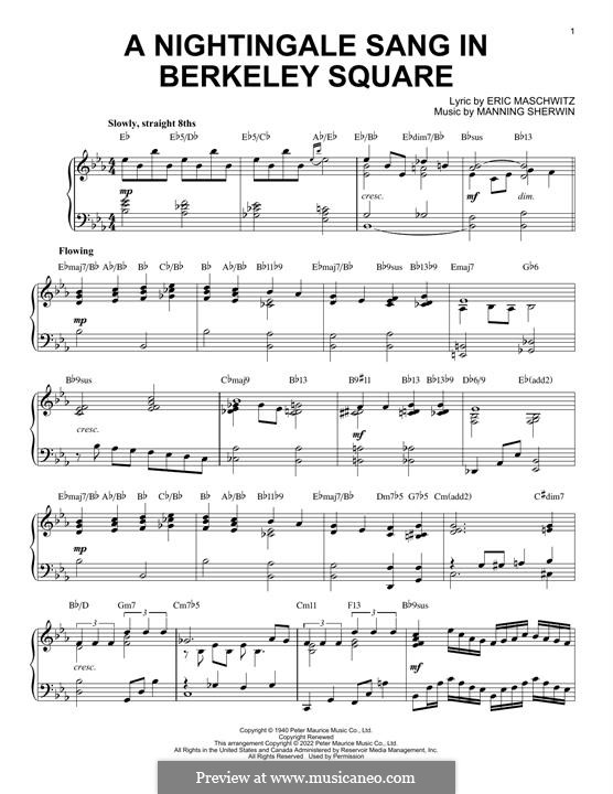 A Nightingale Sang in Berkeley Square: Для фортепиано (jazz version) by Eric Maschwitz, Manning Sherwin