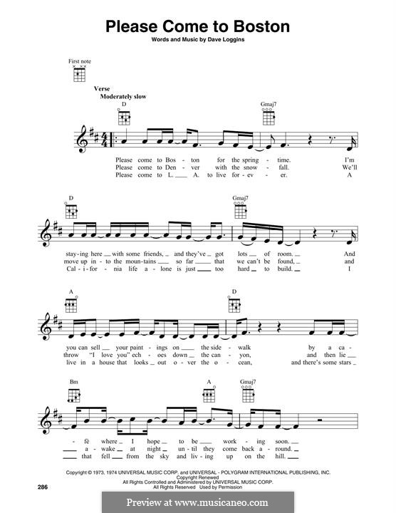 Please Come To Boston: Для укулеле by Dave Loggins