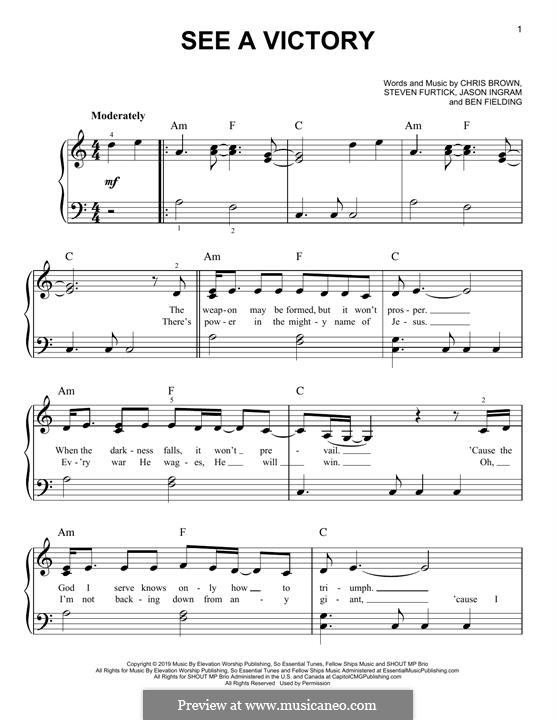 See A Victory (Elevation Worship): Для фортепиано by Ben Fielding, Chris Brown, Jason David Ingram, Steven Furtick