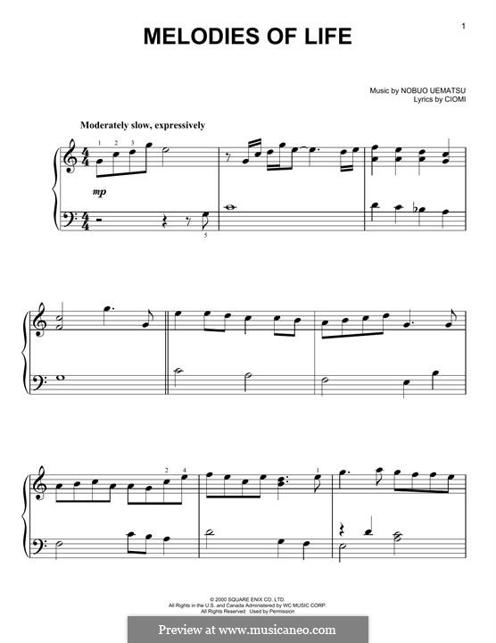 Melodies Of Life (from Final Fantasy IX): Для фортепиано by Nobuo Uematsu