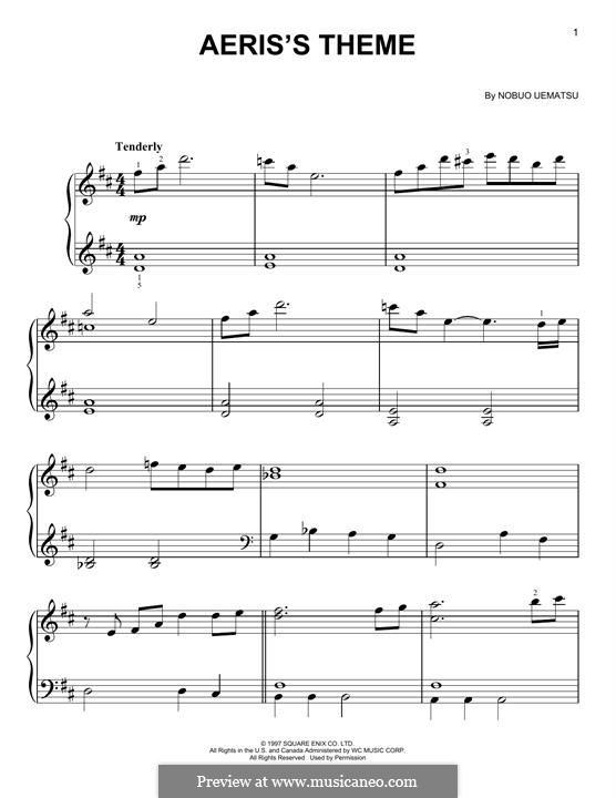 Aeris's Theme (from Final Fantasy VII): Для фортепиано by Nobuo Uematsu