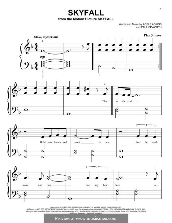 Piano version: Easy notes by Adele, Paul Epworth