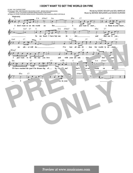 I Don't Want to Set the World on Fire (The Ink Spots): Для клавишного инструмента by Bennie Benjamin, Eddie Durham