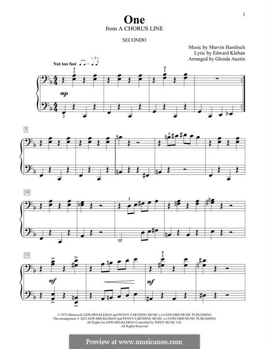 One (from A Chorus Line): Для фортепиано в 4 руки by Marvin Hamlisch